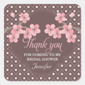 さくらんぼモダンブロッサムブライダルシャワーありがとう スクエアシール (正面)