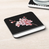 さくらんぼモダンブロッサムブラック懸命プラスチックコースター コースター (左側)