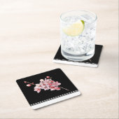 さくらんぼモダンブロッサムブラック紙コースター スクエアペーパーコースター (インサイチュ)
