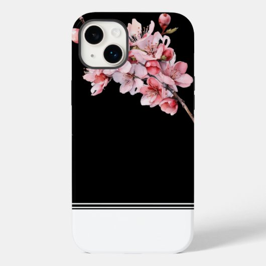 さくらんぼモダンブロッサムブラックiPhone 14プラスケース Case-Mate iPhoneケース (裏面)