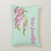 さくらんぼモダン咲くミントグリーンハロービューティフル! アクセントクッション (正面(垂直))