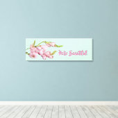 さくらんぼモダン咲くミントグリーンハロービューティフル! キャンバスプリント (インサイチュ (ウッドフロア))