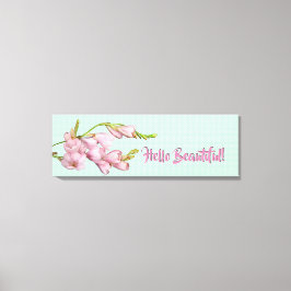 さくらんぼモダン咲くミントグリーンハロービューティフル！ キャンバスプリント