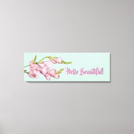 さくらんぼモダン咲くミントグリーンハロービューティフル! キャンバスプリント (正面)