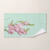 さくらんぼモダン咲くミントグリーンハロービューティフル! バスタオルセット (ハンドタオル)