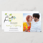 さくらんぼモダン花が鳥を愛する日付を保存 セーブザデート (正面/裏面)