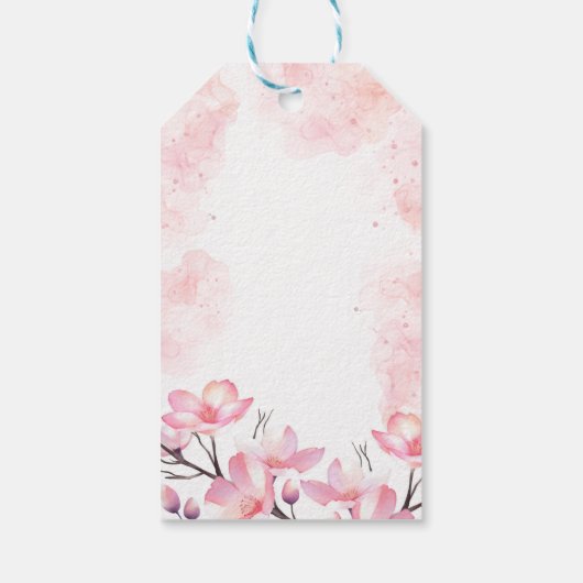 さくらんぼモダン花花ピンクのスプラッシュ誕生日 ギフトタグ (裏面)