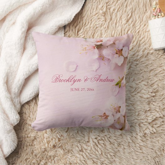 さくらんぼモノグラムのブロッサムエレガントなウェディング枕 クッション (ブランケット)