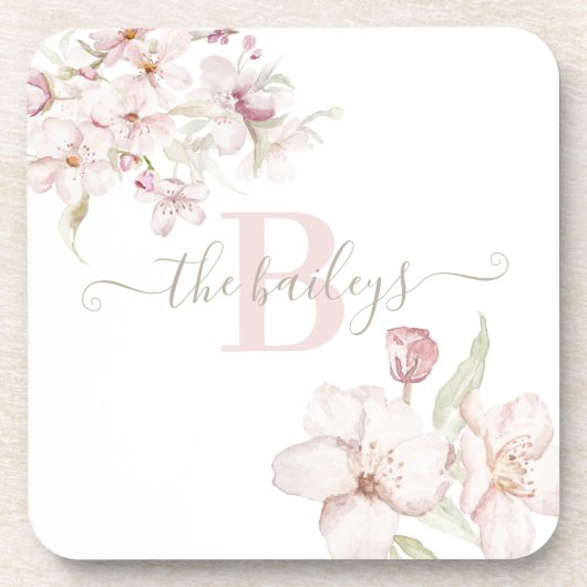 さくらんぼモノグラムのブロッサムプラスチックコースター コースター (正面)