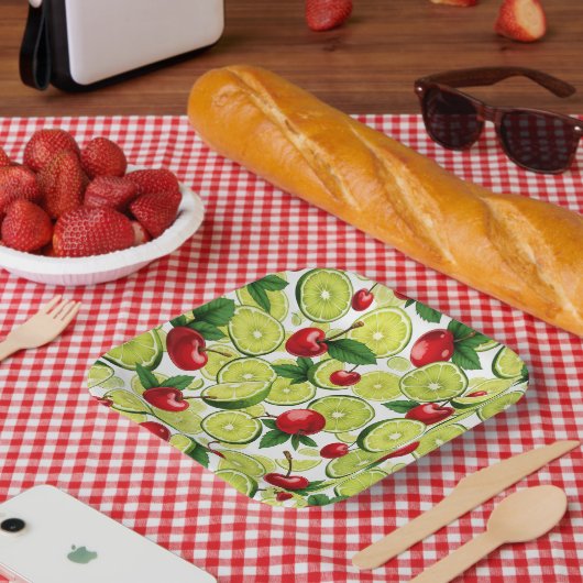 さくらんぼライム紙プレート ペーパープレート (ピクニック)