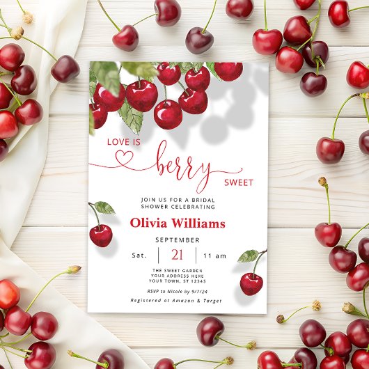 さくらんぼラブイズスウィートブライダルシャワー 招待状