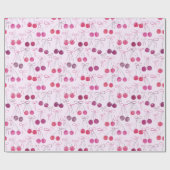 さくらんぼリボンと弓水の色パターン ラッピングペーパー (フラット)