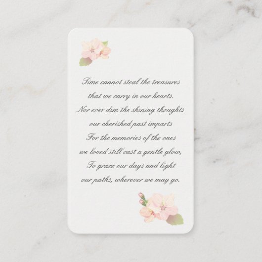 さくらんぼリース悔やみや弔慰メモリアルフォトカード 名刺 (裏面)