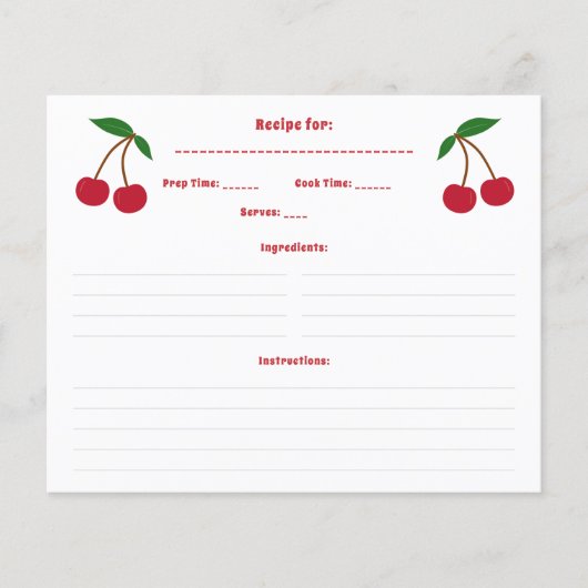 さくらんぼレシピカード (正面)