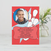 さくらんぼレッドが時間なしでボーリングパーティー写真 招待状 (スタンド正面)