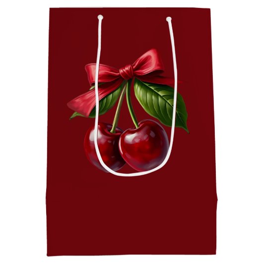 さくらんぼレッドさくらんぼと弓 ミディアムペーパーバッグ (裏面)