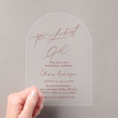 さくらんぼレッドアーチザラクキエストガールブライダルシャワー アクリル招待状 (インサイチュ (ポータブル))