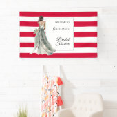 さくらんぼレッドウォーター色ストライプブライダルシャワー 横断幕 (インサイチュ)