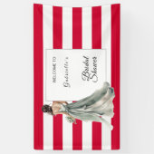 さくらんぼレッドウォーター色ストライプブライダルシャワー 横断幕 (縦)