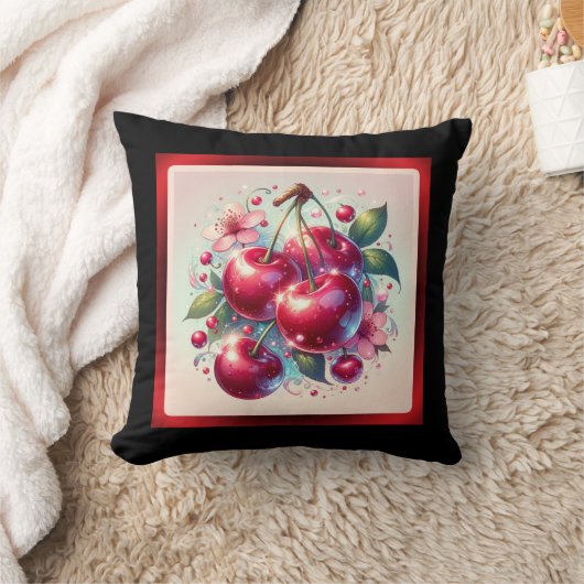 さくらんぼレッドキュートさくらんぼフローラガーリーピンク クッション (ブランケット)