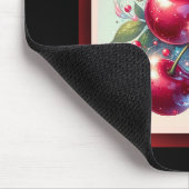 さくらんぼレッドキュートさくらんぼフローラガーリーピンク マウスパッド (コーナー)