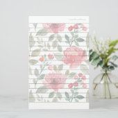 さくらんぼレッドグリーンパターン筆記用紙ライニング 便箋 (スタンド正面)