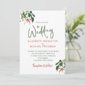 さくらんぼレッドグリーンモダンエレガスタイリッシュントウェディング 招待状 (スタンド正面)