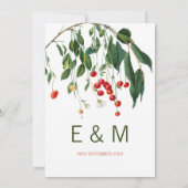 さくらんぼレッドグリーンモダンエレガスタイリッシュントウェディング 招待状 (裏面)