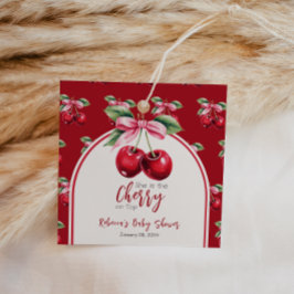 さくらんぼレッドコケットボウガールベビーシャワー フェイバータグ