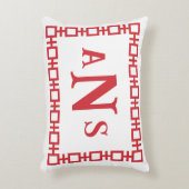 さくらんぼレッドスクエアギリシャ鍵モノグラム アクセントクッション (正面(垂直))