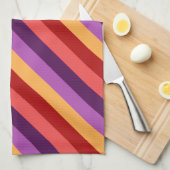 さくらんぼレッドバイオレットストライプズのキッチンタオル キッチンタオル (四つ折り)