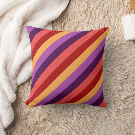 さくらんぼレッドバイオレットストライプ装飾用クッション クッション (ブランケット)