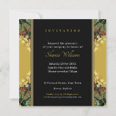 さくらんぼレッドフラクタルレースサテンディナーパーティー 招待状 (裏面)