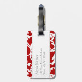さくらんぼレッドモノグラムのダマスクプリント ラゲッジタグ (裏面縦)