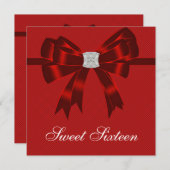 さくらんぼレッドSweet sixteen誕生日パーティー 招待状 (正面/裏面)