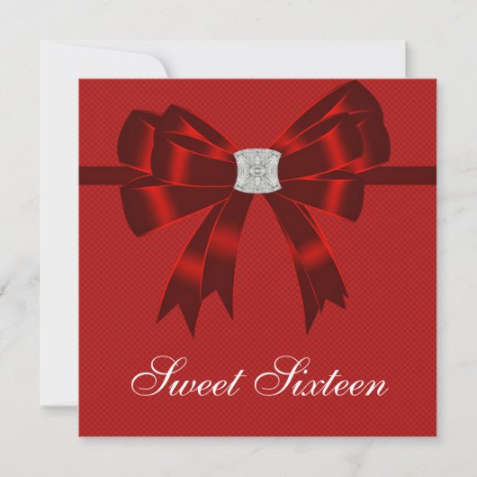 さくらんぼレッドSweet sixteen誕生日パーティー 招待状 (正面)