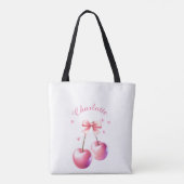 さくらんぼロマンチックな名前をカスタムするで トートバッグ (裏面)