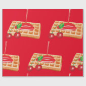 さくらんぼワッフルラッピング紙 ラッピングペーパー (フラット)