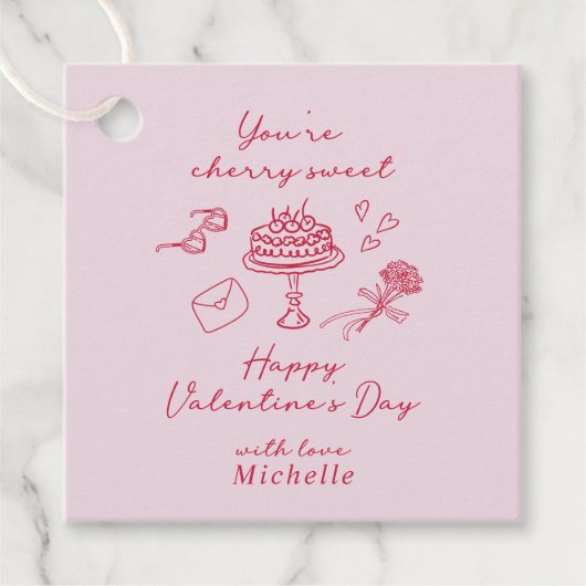 さくらんぼヴァレンティーンズデイピンクボウ フェイバータグ (正面)