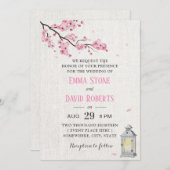 さくらんぼヴィンテージランタンリネン結婚ズ 招待状 (正面/裏面)