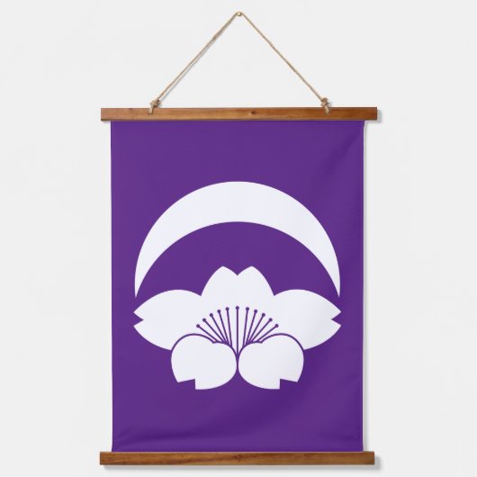 さくらんぼ三日月下の花 吊り下げ型タペストリー (正面)