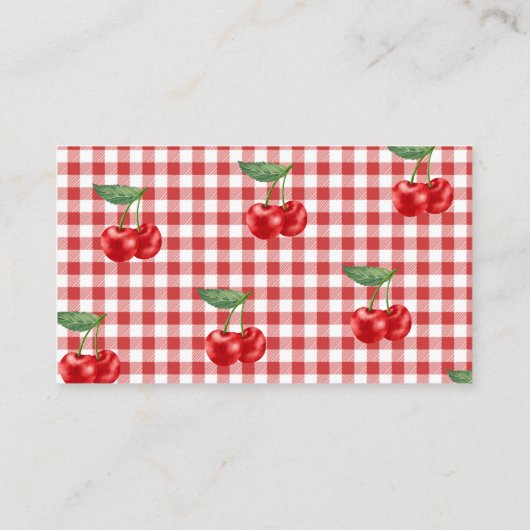 さくらんぼ上のブライダルシャワーQRギフトレジストリ エンクロージャーカード (裏面)