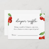 さくらんぼ上のベビーシャワーおむつラッフルゲームカード エンクロージャーカード (正面/裏面)