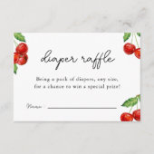 さくらんぼ上のベビーシャワーおむつラッフルゲームカード エンクロージャーカード (正面)