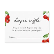 さくらんぼ上のベビーシャワーおむつラッフルゲームカード