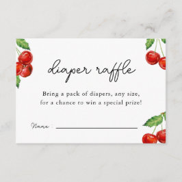 さくらんぼ上のベビーシャワーおむつラッフルゲームカード エンクロージャーカード