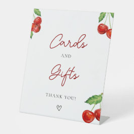 さくらんぼ上のベビーシャワーカードとギフト 台座サイン