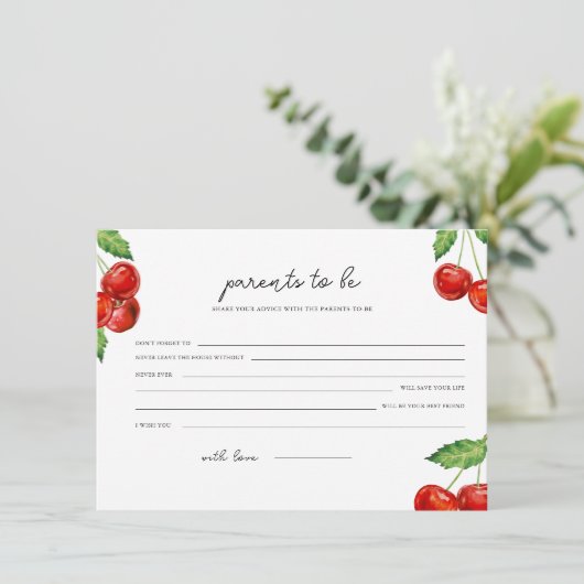 さくらんぼ上の赤ちゃんシャワーアドバイス両親 シーズンカード (スタンド正面)