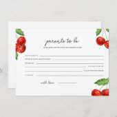 さくらんぼ上の赤ちゃんシャワーアドバイス両親 シーズンカード (正面/裏面)