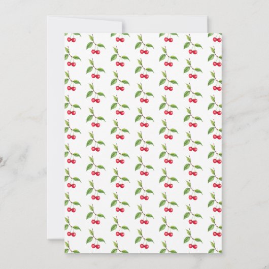 さくらんぼ上!最初の誕生日招待状 招待状 (裏面)